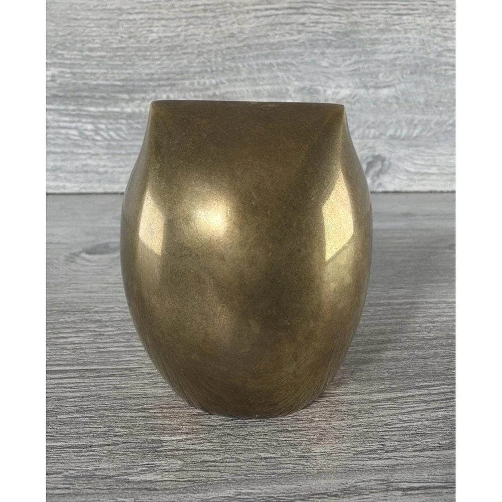Small Vintage Brass Owl Figurine Paperweight 2.5